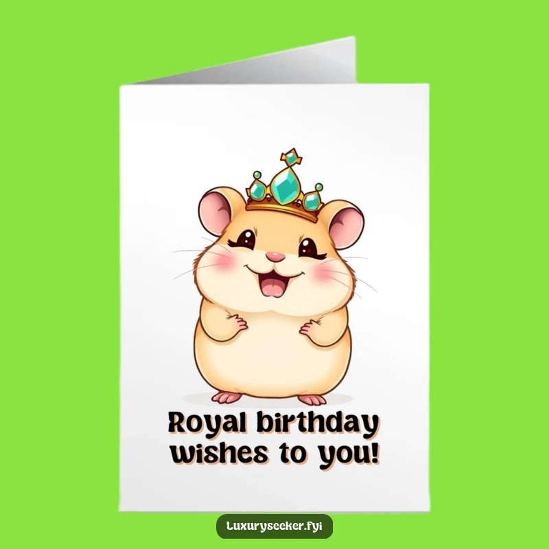 Funny Free Printable Birthday Card: Regal Hamster King Downloadable Gift
