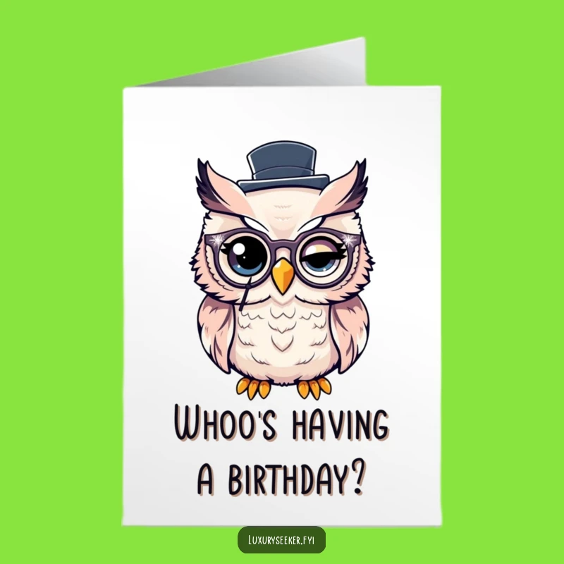 Free Printable Birthday Card: Dapper Owl Monocle Fun, Downloadable Gift