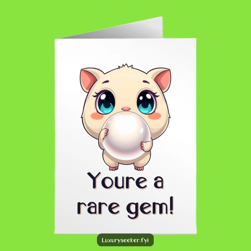 Free Printable Birthday Card: Pearl Discoverer Creature, Funny Downloadable Greeting for a Gem of a Day