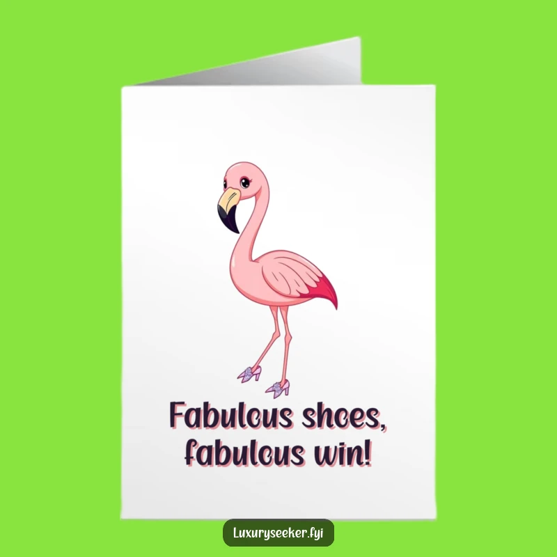 Free Printable Congrats Card: Elegant Flamingo Sparkle Shoes - Stylish Downloadable Gift