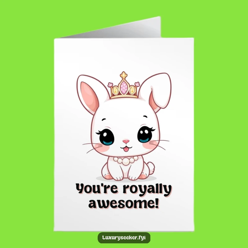 Free Printable Congrats Card: Glam Bunny Royalty, Elegant Downloadable Gift