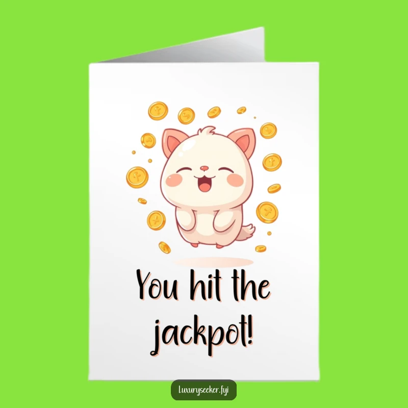 Free Printable Congrats Card: Happy Creature's Coin Fortune, Funny Downloadable Gift