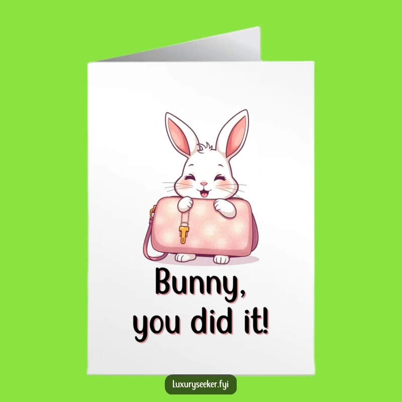 Free Printable Congrats Card: Rabbit Handbag Surprise Funny Downloadable Gift!