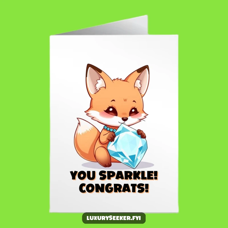 Free Printable Fox Diamond Congratulations Card - Hilarious Downloadable Surprise