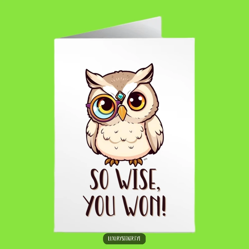 Free Printable Funny Congrats Card: Sophisticated Owl, Monocle for Achievement Downloadable Gift