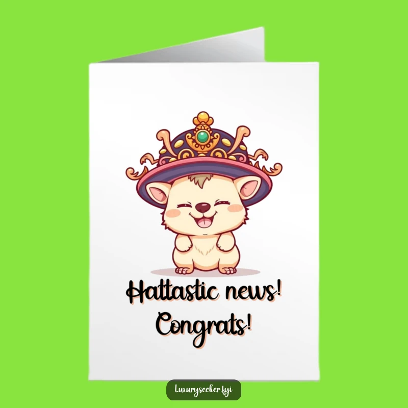 Free Printable Congrats Card: Creature with Big Hat - Funny Downloadable Gift
