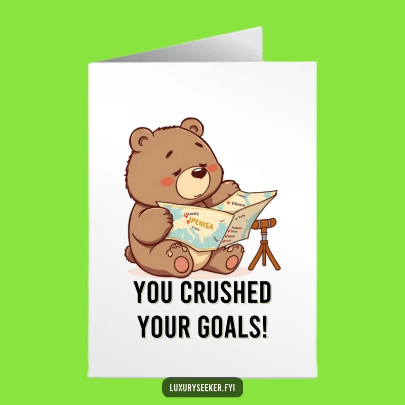 Free Printable Congrats Card: Determined Bear, Achieved Goals, Downloadable Gift