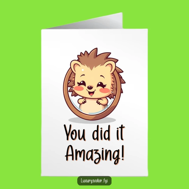 Free Printable Funny Hedgehog Congrats Card - Hilarious Mirror Reflection Downloadable Gift