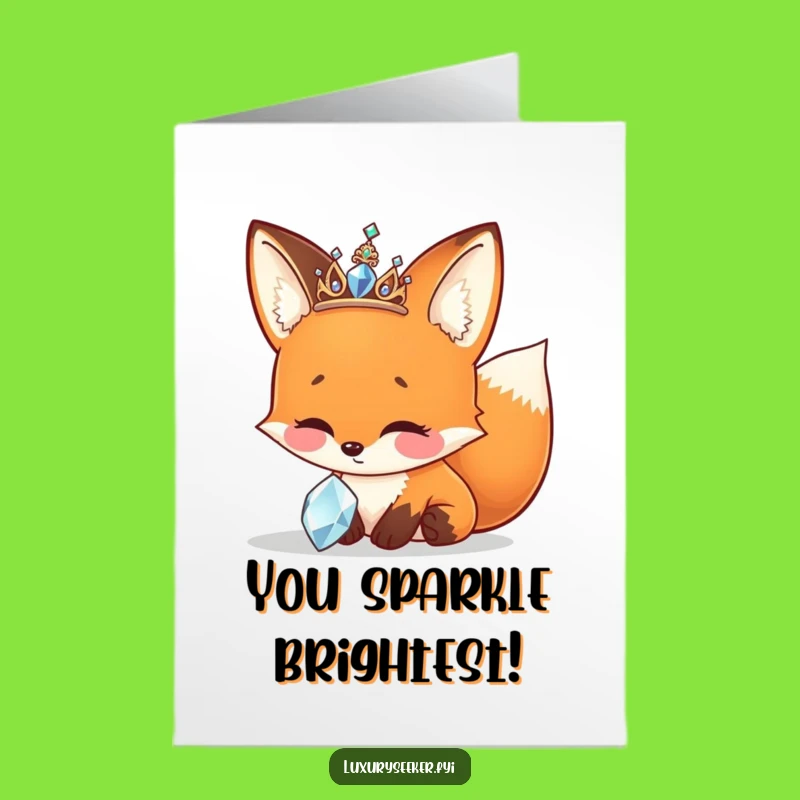 Free Printable Congrats Card: Sparkly Fox Tiara Funny Downloadable Gift!