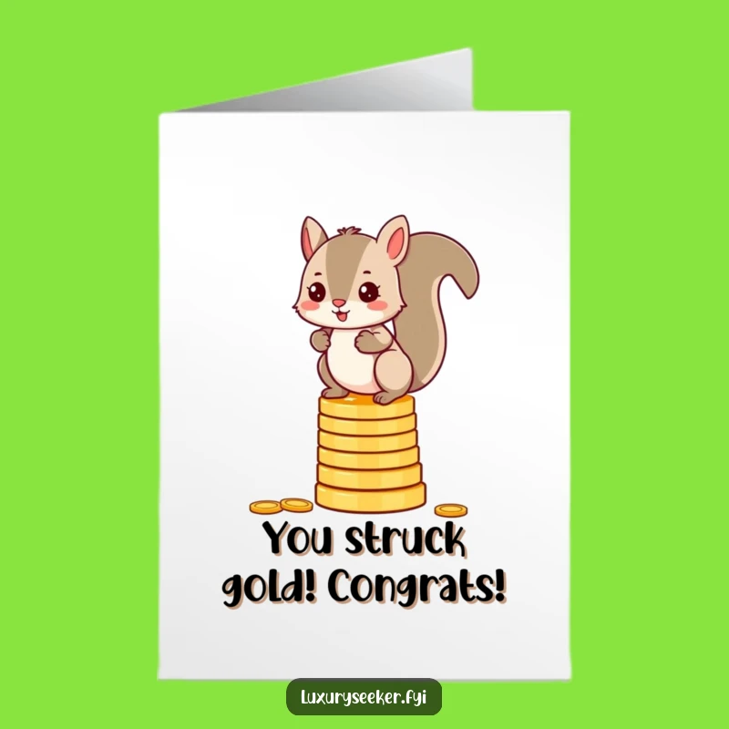 Free Printable Congrats Card: Squirrel's Golden Success & Funny Celebration