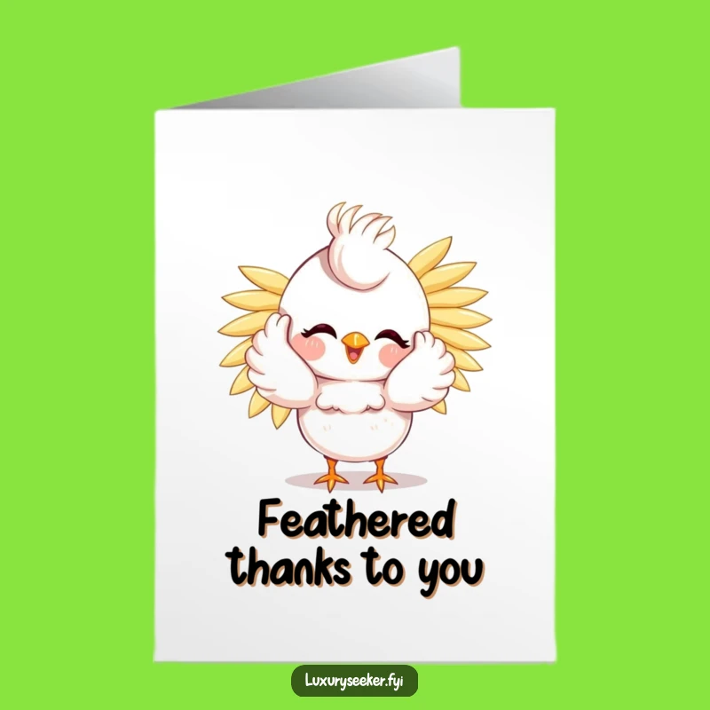 Free Printable Funny Bird Thank You Card - Golden Feather Gratitude Downloadable Gift