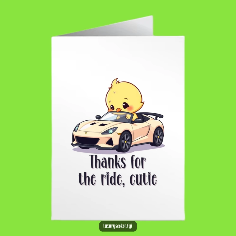 Free Printable Chick Thank You Card: Sweet Car Polish Downloadable Gift