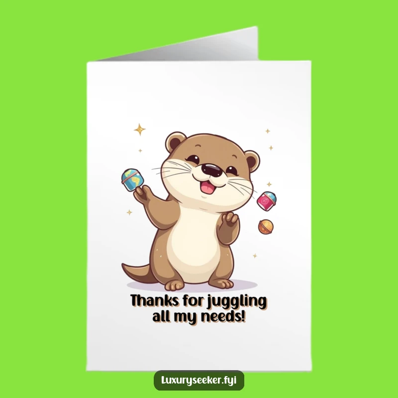 Free Printable Otter Thank You Card: Juggling Appreciation, Funny Downloadable