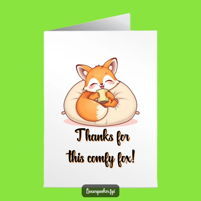 Free Printable Thank You Card: Cozy Fox Velvet Pillow Funny Downloadable Gift