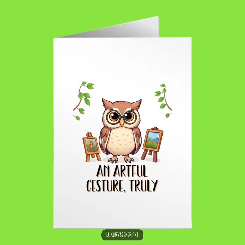 Free Printable Thank You Card: Owl's Artistic Thanks- Funny Downloadable Gift