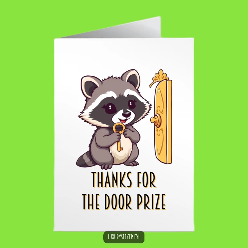 Free Printable Thank You Card: Raccoon Key Door Gratitude Downloadable