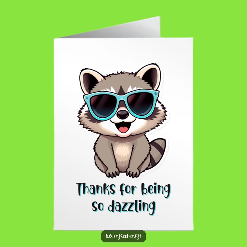 Free Printable Thank You Card: Raccoon Sunglasses - Appreciative Funny Downloadable!