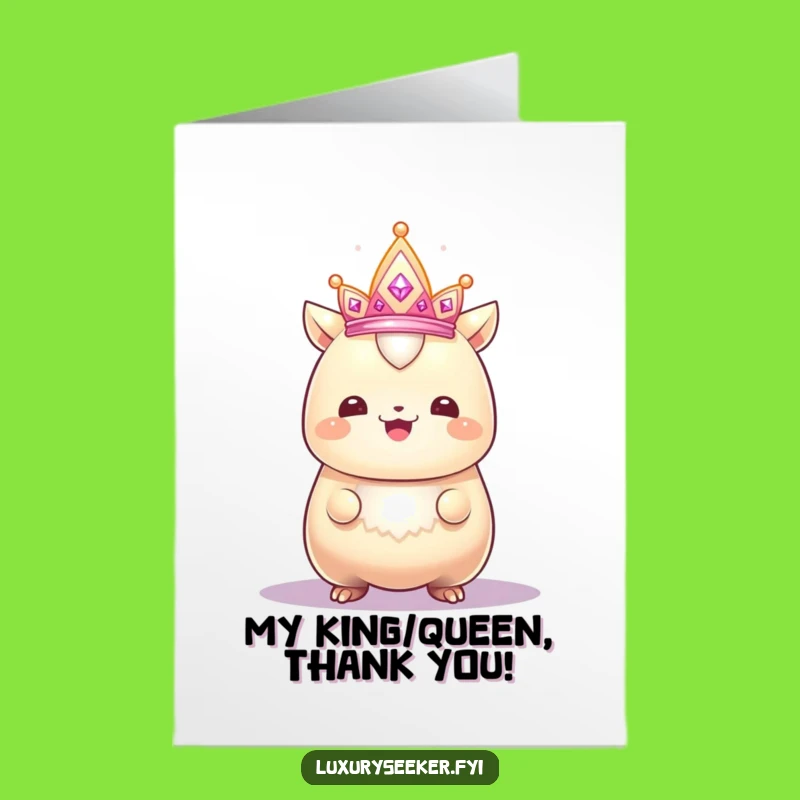 Free Printable Thank You Card: Gleaming Creature's Crown, Funny Downloadable Gift