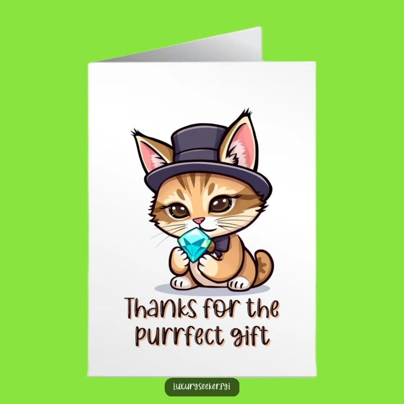 Free Printable Thank You Card: Dapper Cat Top Hat Gem Funny Downloadable Greeting