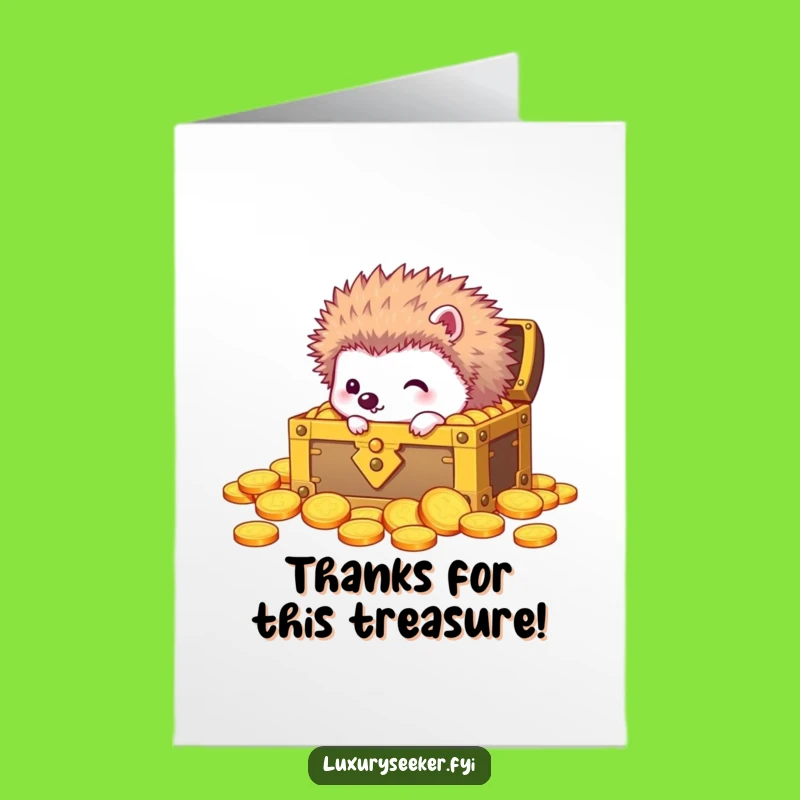 Free Printable Thank You Card: Curious Hedgehog, Golden Thanks, Downloadable Gift