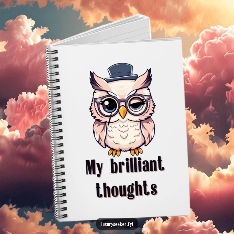 Funny Notebook: Cover art of a winking owl with monocle and top hat, for jotting ideas.