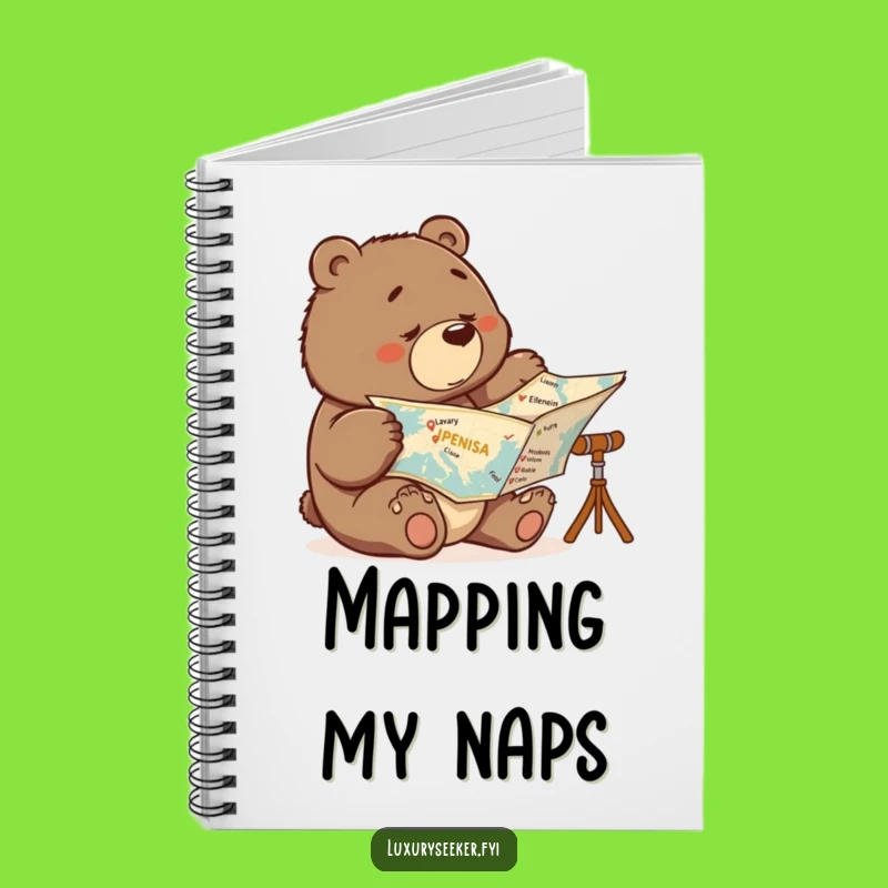 Funny Determined Bear Map Notebook: Luxury Travel Journal Gift