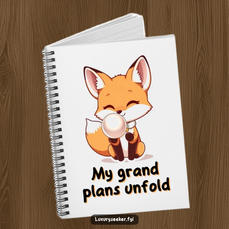 Funny Fox Notebook: A curious fox in a silk bow tie inspects a large, gleaming pearl, perfect for humorous journaling.