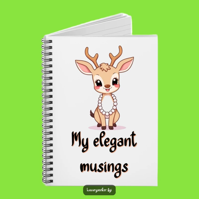 Funny Graceful Deer Pearl Necklace Notebook - Jot Down Elegant Ideas Hilariously!