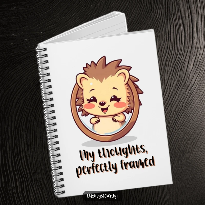 Funny Hedgehog Notebook: A smiling hedgehog observes its reflection, inspiring jotting down ideas and funny thoughts in this charming journal.