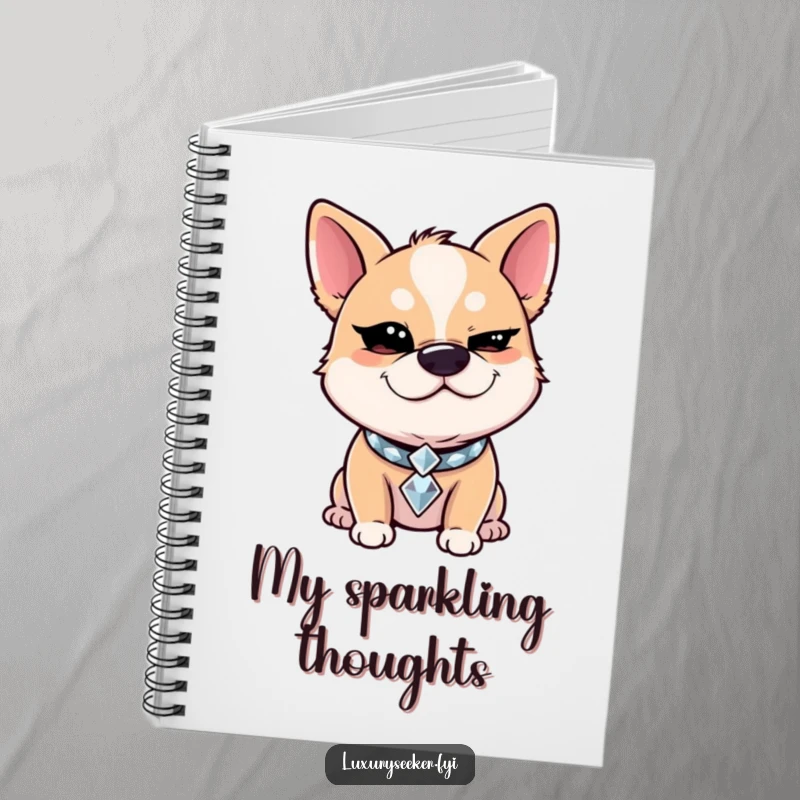 Funny Notebook: A giggling dog wearing a diamond collar winks slyly, a humorous and practical journal for daily notes and creative ideas.