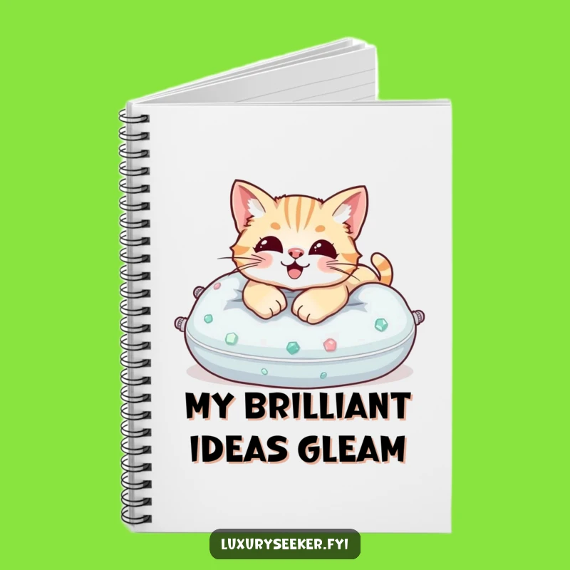 Funny Cat Gemstone Pillow Notebook, Jot Down Royal Thoughts, A Chic Funny Gift