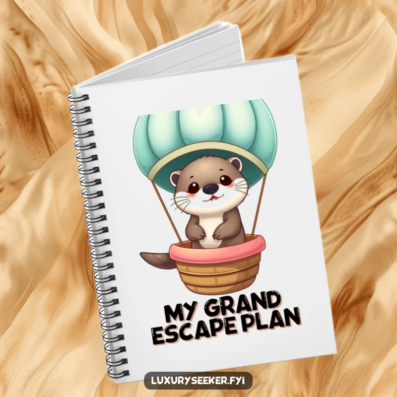 Funny Otter in Velvet Hot Air Balloon Notebook: Cute notebook with an otter's velvet balloon adventure, ideal for notes and sketches.