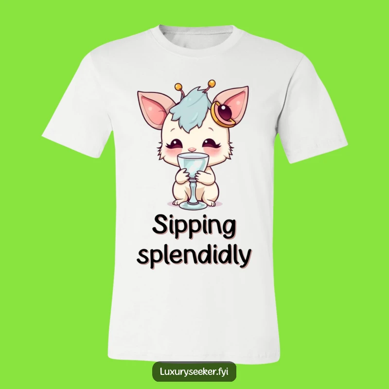 Funny Fancy Creature T-Shirt: Crystal Sip & Accessory, Hilarious Whimsical Tee