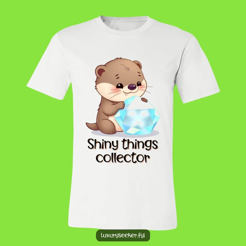 Funny Otter Gemstone Tee: Curious Critter’s Sparkle Obsession Funny T-Shirt Gift