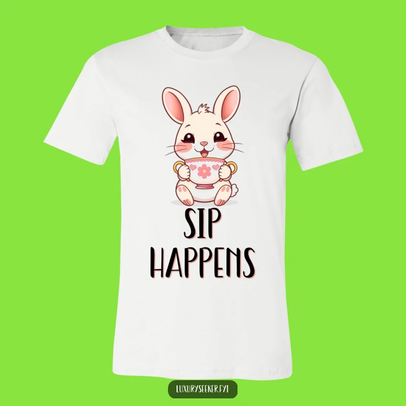 Funny Rabbit Tea T-Shirt: Elegant Character Tee for Chic Fun!