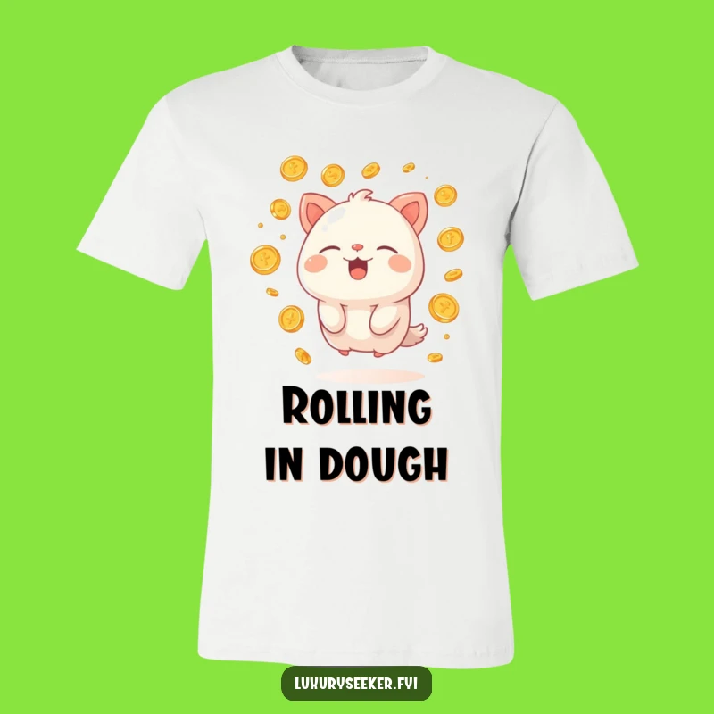 Funny Rich Creature T-Shirt: Happy Sigh, Gold Coins, Hilarious Wealth Tee