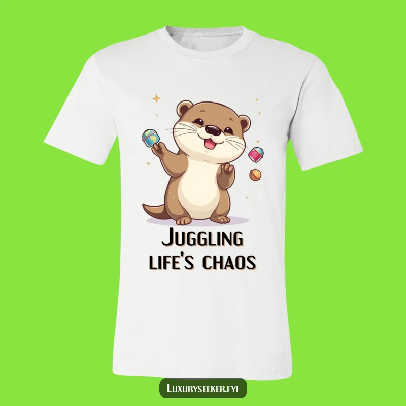 Funny Otter Juggling T-Shirt - Whimsical & Playful Mammal Apparel Gift