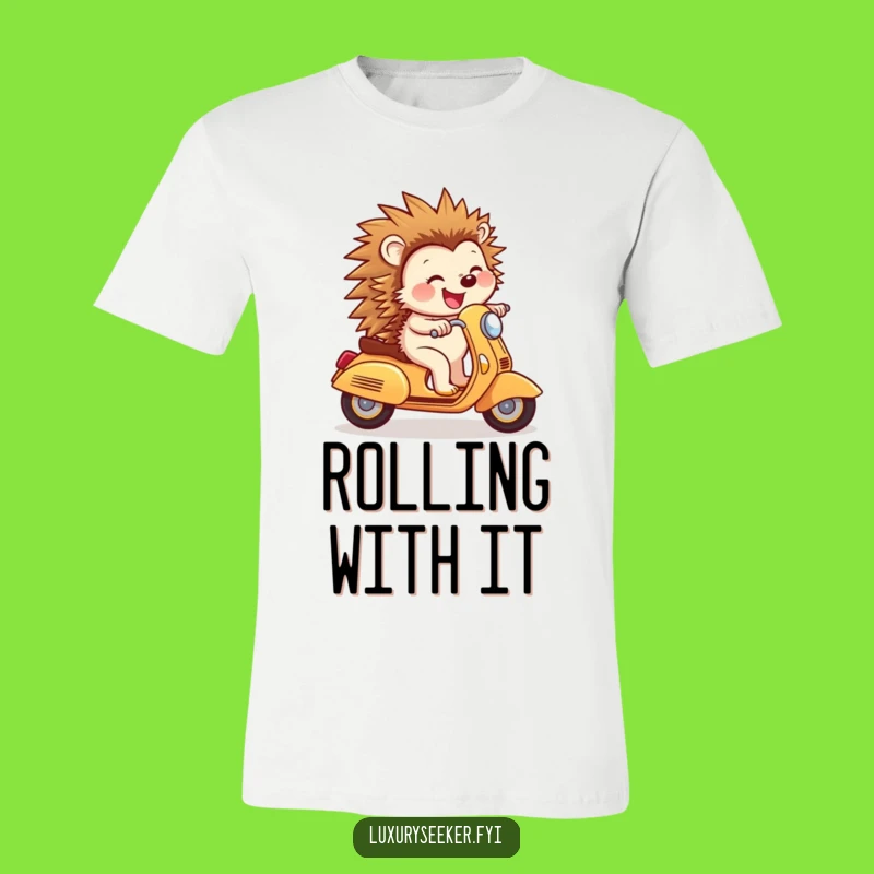 Funny Hedgehog Scooter Tee: Joyful Rider's Confident Ride, Hilarious Funny Gift