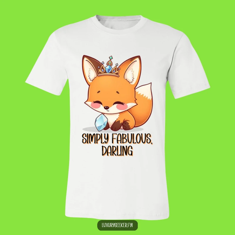 Funny Sparkly Fox Tiara Tee - Dazzling Jewel Admiring Funny Gift