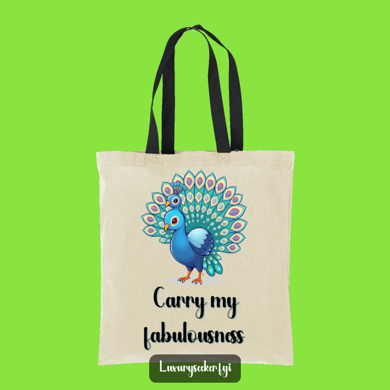 Funny Peacock Gem Tail Tote Bag - Carry Your Sparkle & Humor Everywhere!