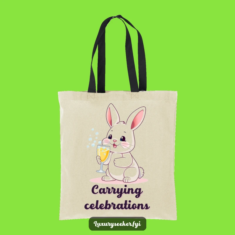 Funny Bunny Champagne Tote Bag: Chic & Hilarious Party Accessory