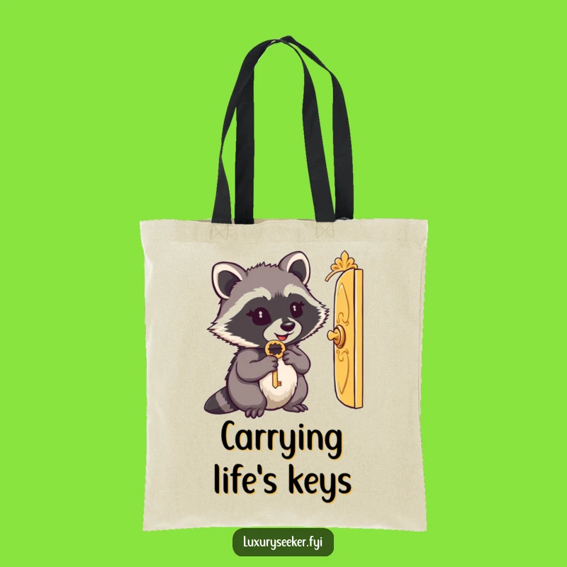 Funny Raccoon Key Tote Bag - Carry Your Secrets in Style