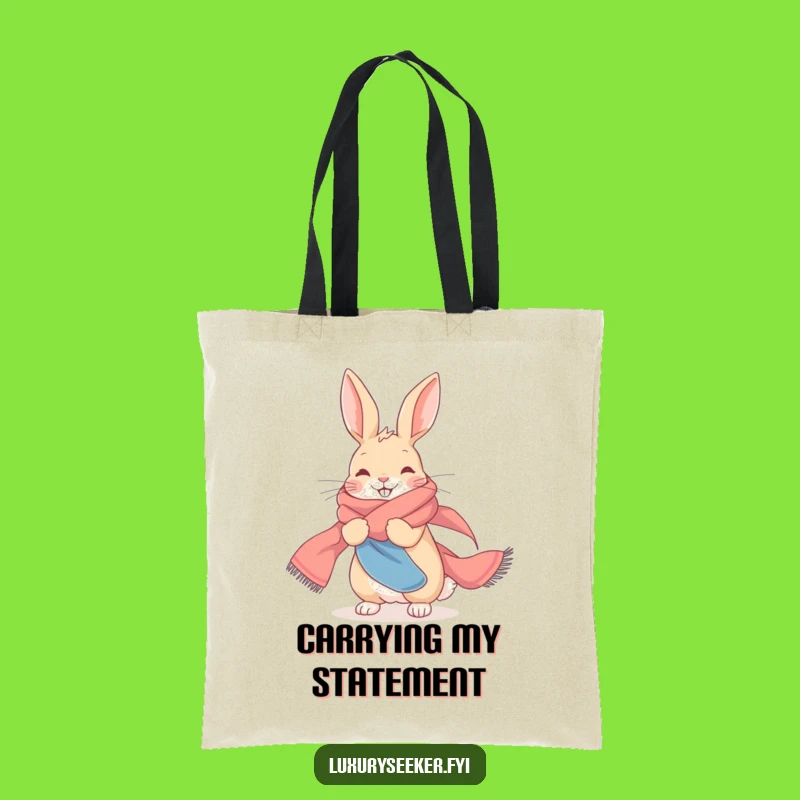 Funny Rabbit Silk Scarf Tote Bag, Carry Your Chic, A Sophisticated Funny Gift