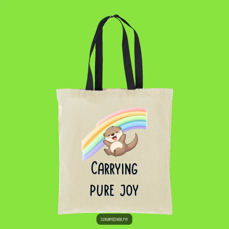 Funny Joyful Otter Rainbow Tote Bag - Carry Your Joy Everywhere!