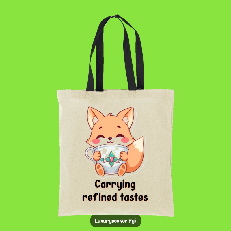 Funny Fox Tea Tote Bag: Carry Your Elegance with Foxy Flair!