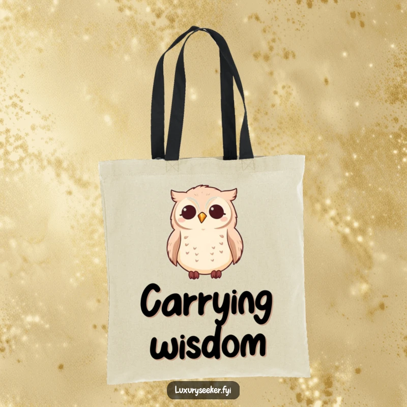 Funny owl stargazing on a tote bag, showing wisdom and peace, a great funny gift.