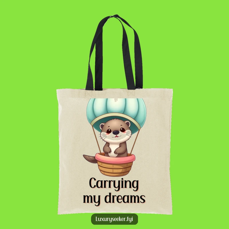 Chic Funny Otter Hot Air Balloon Tote Bag: Velvet Voyage Gift for Stylish Shoppers