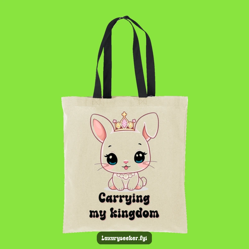 Funny Bunny Tiara Tote Bag: Carry Your Cuteness with Royal Flair!
