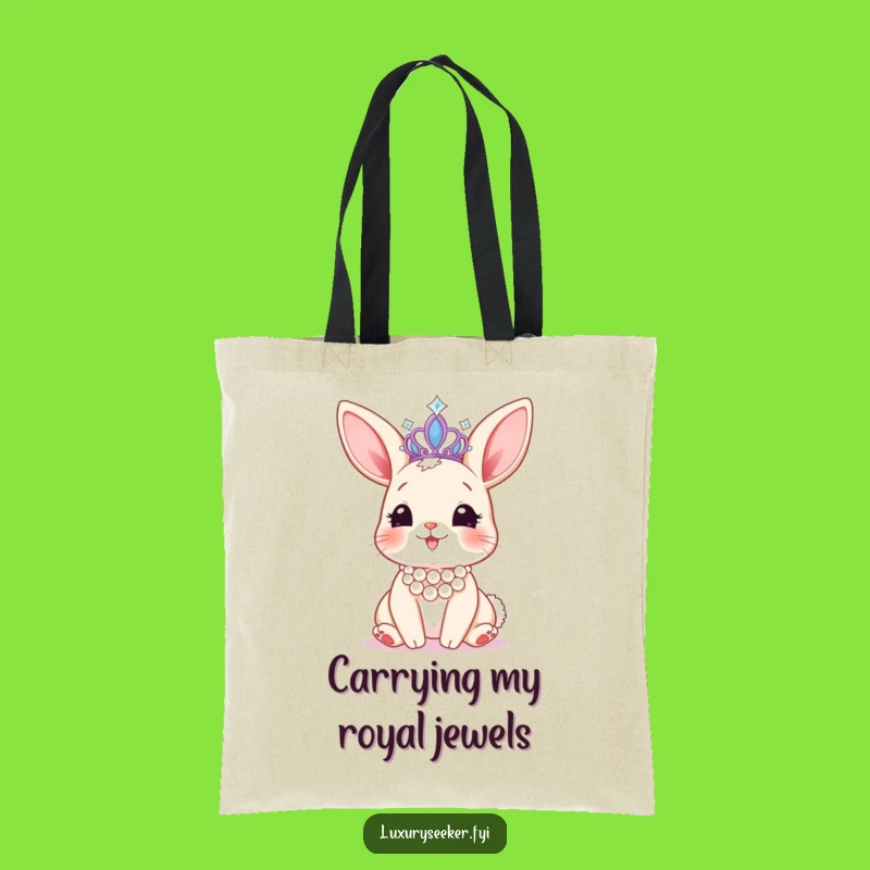 Funny Bunny Tiara Tote Bag: Pearl Glam Style, Chic Humorous Accessory Gift!