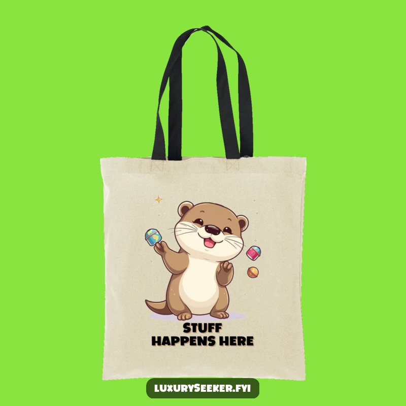 Funny Otter Juggling Tote Bag - Playful Accessory for Everyday Gift